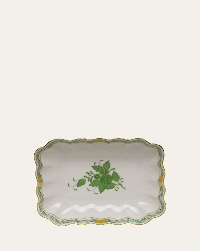 Chinese Bouquet Oblong Dish - Green